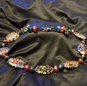 Multi Colored Flower Bead Necklace